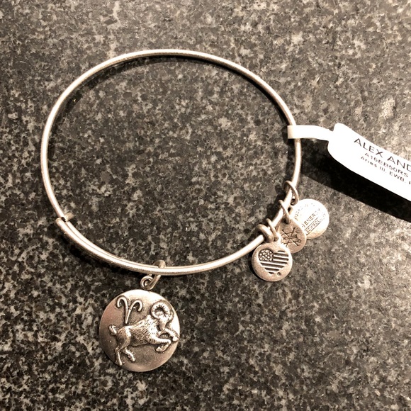 NWT Alex & Ani Aries Silver Charm Bangle Bracelet - Picture 1 of 2